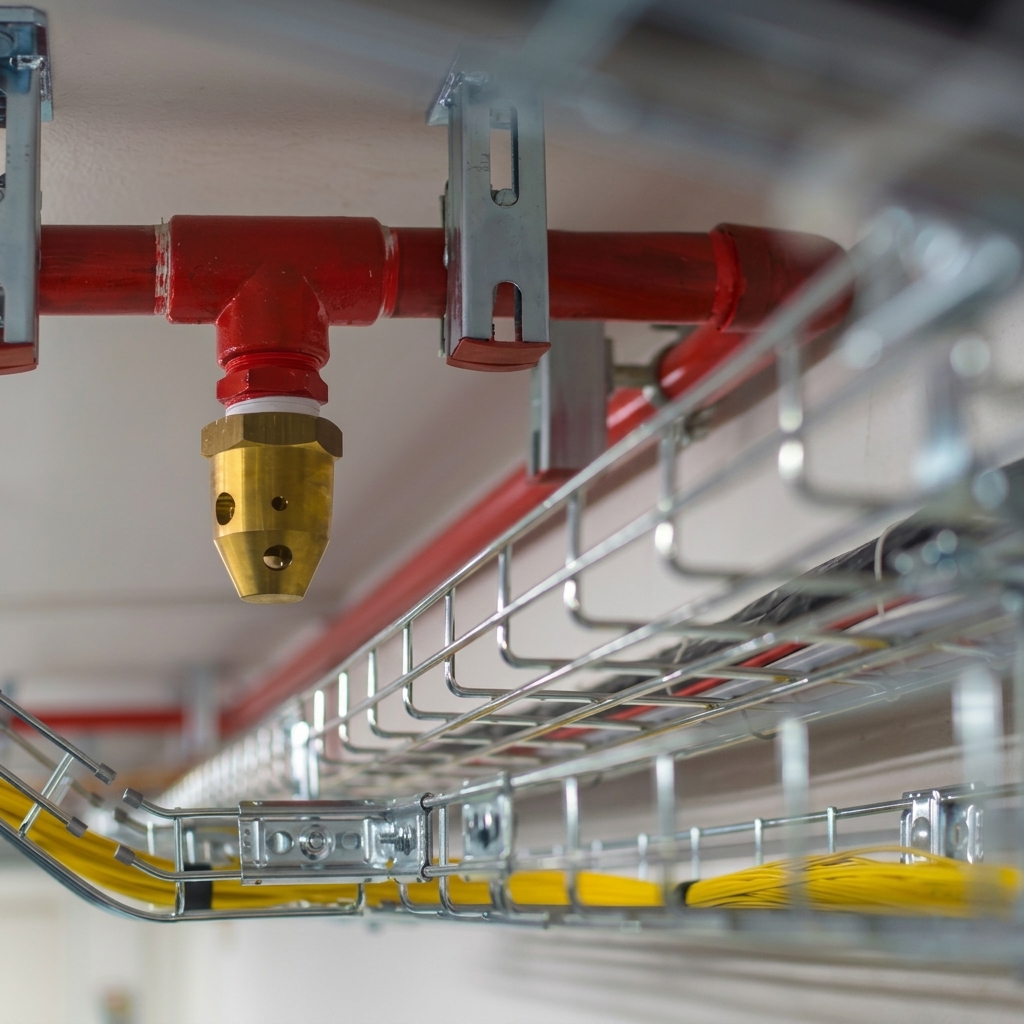 Heat-activated discharge nozzle installed inside localized server cable trays